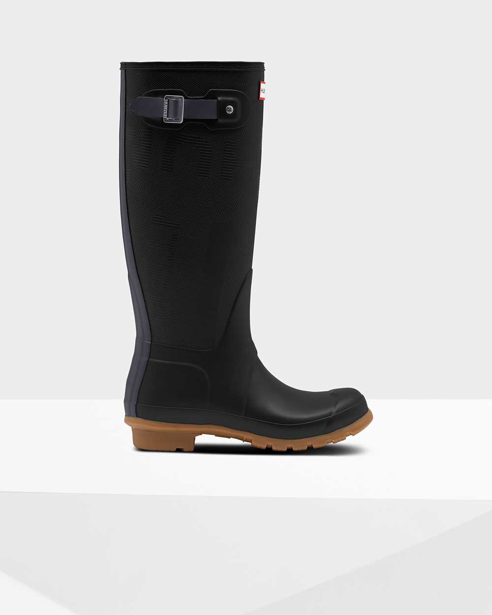 Hunter Original Tall Exploded Logo Texture Women's Rain Boots NZ-44343M Black